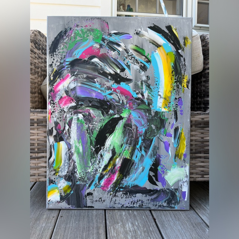 Original acrylic piece titled - Licorice and Taffy